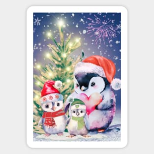 Christmas Penguins Sticker